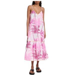 Juliet Dunn Printed cotton slip midi dress S
